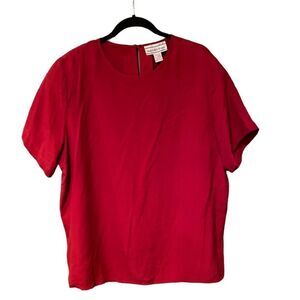 Augusta Max 100% Silk Red Blouse Top Shirt Size 1X Plus Size